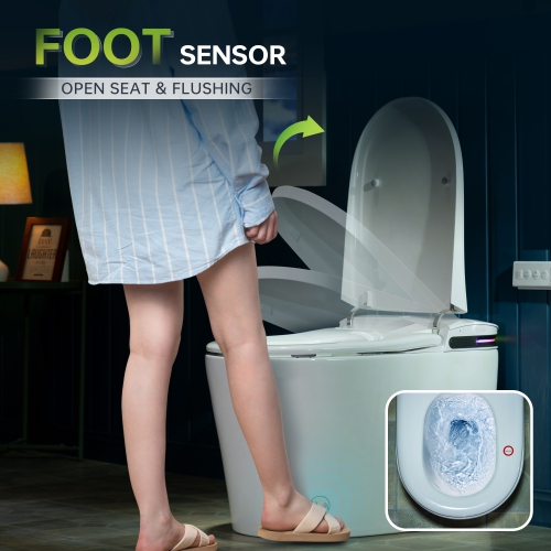 WOODBRIDGE Elongated Smart Bidet Toilet 1.28 GPF in White with Auto Open/Close,Fragrance System,UV-Sterilized Nozzle,Multi-Function Wash&Warm Air Dry