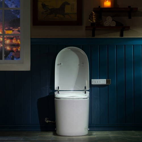 WOODBRIDGE Elongated Smart Bidet Toilet 1.28 GPF in White with Auto Open/Close,Fragrance System,UV-Sterilized Nozzle,Multi-Function Wash&Warm Air Dry