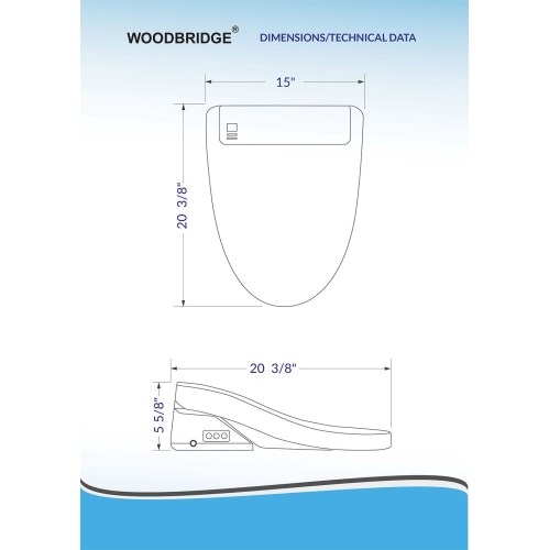 Siège de toilette intelligent WOODBRIDGE Advanced Bidet, blanc