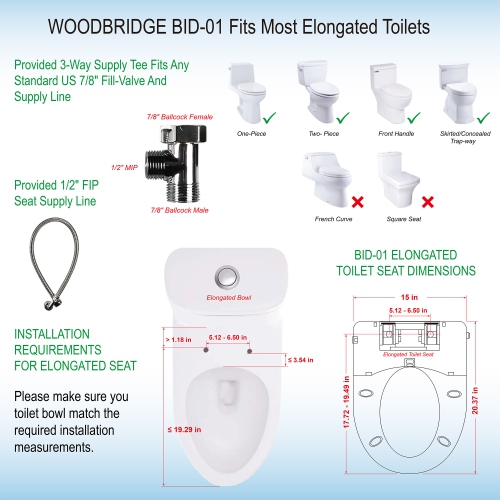 Siège de toilette intelligent WOODBRIDGE Advanced Bidet, blanc