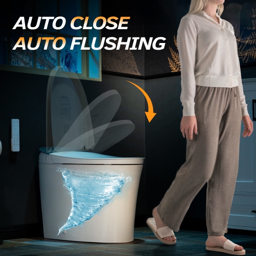 WOODBRIDGE Smart Bidet Toilet Auto Open & Close, Auto Flush, Foot Sensor, Cleaning Foam Dispenser, Heated Seat and ADA Chair Height Design