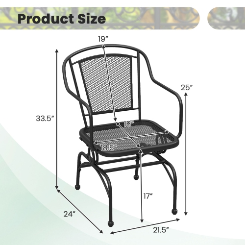 Gymax Patio Rocking Chairs Set of 4 w/ Metal Mesh Backrest & Seat Armrests Gentle