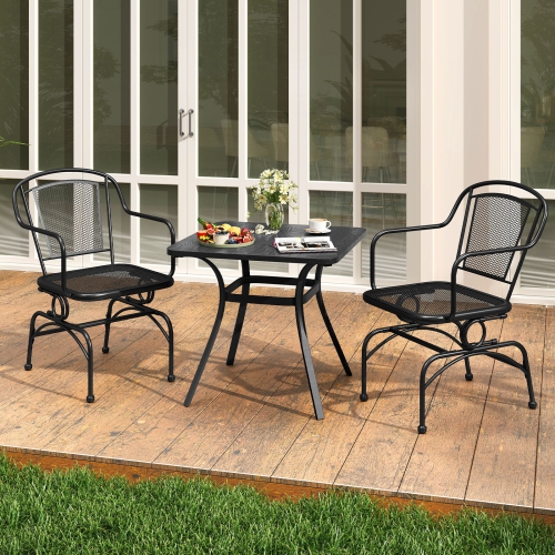 Gymax Patio Rocking Chairs Set of 4 w/ Metal Mesh Backrest & Seat Armrests Gentle