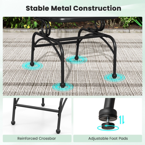 Gymax Patio Rocking Chairs Set of 4 w/ Metal Mesh Backrest & Seat Armrests Gentle