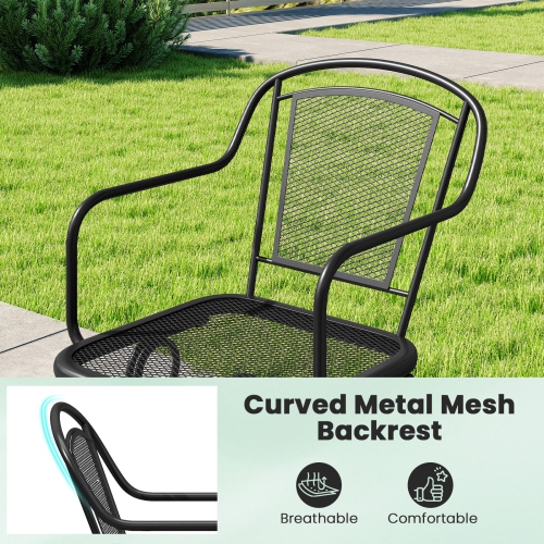 Gymax Patio Rocking Chairs Set of 4 w/ Metal Mesh Backrest & Seat Armrests Gentle