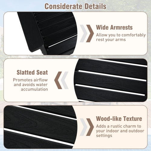 Gymax Patio Dining Chairs Set of 4 w/Wide Armrests Curved Seat Wood Grain for Backyard