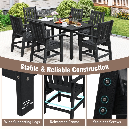 Gymax Patio Dining Chairs Set of 2 w/Wide Armrests Curved Seat Wood Grain for Backyard