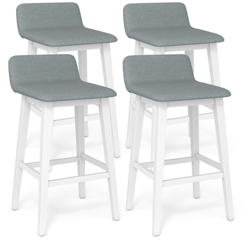 Gymax 2PCS 29'' Upholstered Barstools w/ Low Back Footrest & Wood Legs for Kitchen