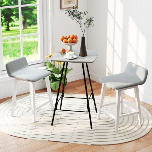 Gymax 24'' Upholstered Barstools w/ Low Back Footrest & Wood Legs for Kitchen Island