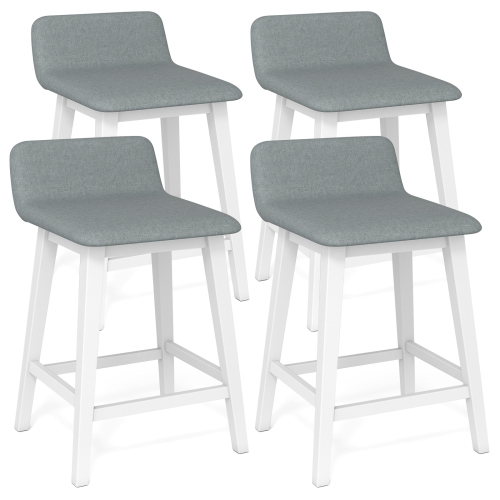 Gymax 2PCS 24'' Upholstered Barstools w/ Low Back Footrest Wood Legs for Kitchen Island