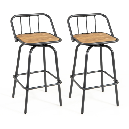 Gymax 2PCS 27.5'' Heavy-duty Metal Frame Bar Height Chairs w/ Footrest & Backrest