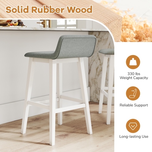 Gymax 29'' Upholstered Barstools w/ Low Back Footrest & Wood Legs for Kitchen Island