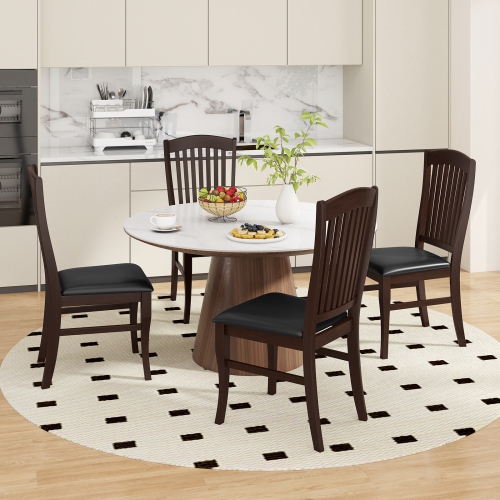 Gymax Modern Dining Chairs Set of 4 Armless Kitchen Chairs w/Upholstered Seat