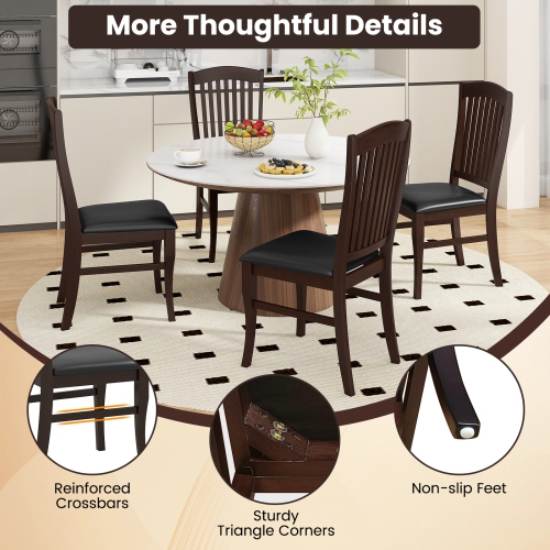 Gymax Modern Dining Chairs Set of 4 Armless Kitchen Chairs w/Upholstered Seat