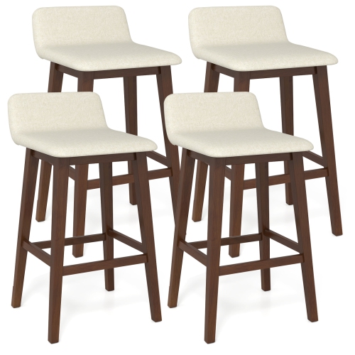 Gymax 2PCS 29'' Upholstered Barstools w/ Low Back Footrest & Wood Legs for Kitchen