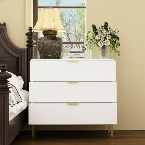 Famapy – Tables de chevet standard à 3 tiroirs, construction robuste, rangement profond et conception élégante pour espaces contemporains,, blanc