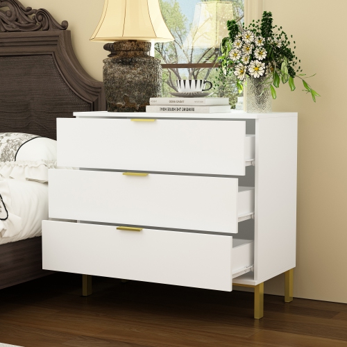 Famapy – Tables de chevet standard à 3 tiroirs, construction robuste, rangement profond et conception élégante pour espaces contemporains,, blanc