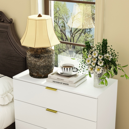 Famapy – Tables de chevet standard à 3 tiroirs, construction robuste, rangement profond et conception élégante pour espaces contemporains,, blanc