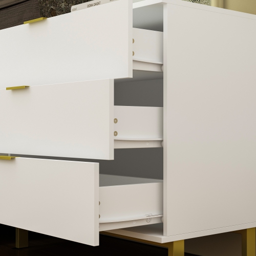 Famapy – Tables de chevet standard à 3 tiroirs, construction robuste, rangement profond et conception élégante pour espaces contemporains,, blanc