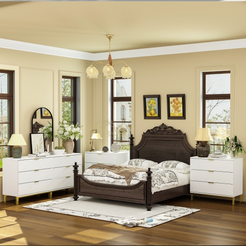 Famapy – Tables de chevet standard à 3 tiroirs, construction robuste, rangement profond et conception élégante pour espaces contemporains,, blanc