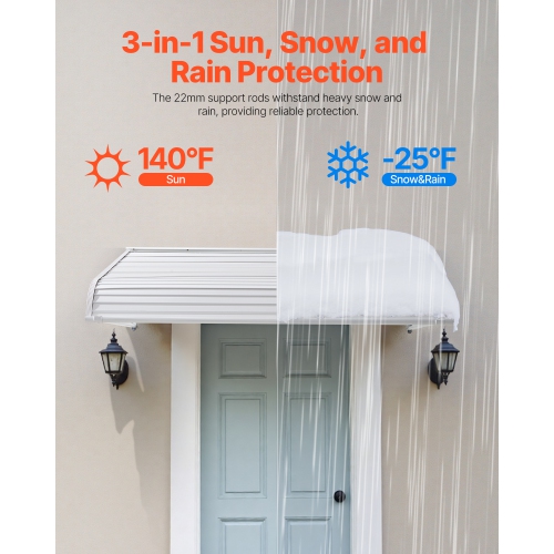 VEVOR 60 x 42 in Aluminum Awning , Durable Window Awning Door Canopy, Lightweight and Stable Aluminum Awnings for Doors Exterior Rain Snow Sunlight
