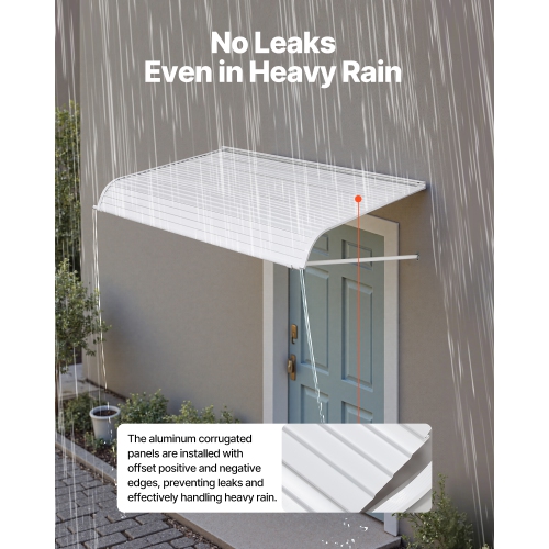 VEVOR 60 x 42 in Aluminum Awning , Durable Window Awning Door Canopy, Lightweight and Stable Aluminum Awnings for Doors Exterior Rain Snow Sunlight