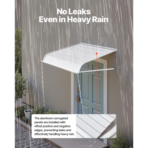 VEVOR 40 x 42 in Aluminum Awning , Durable Window Awning Door Canopy, Lightweight and Stable Aluminum Exterior Awnings Rain Snow Sunlight Protection