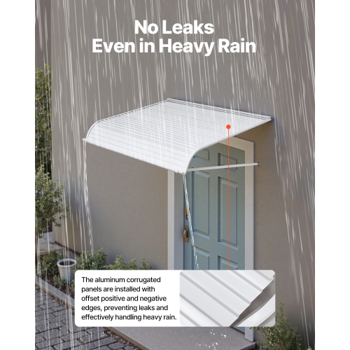 VEVOR 48 x 42 in Aluminum Awning , Durable Window Awning Door Canopy, Lightweight and Stable Aluminum Exterior Awnings Rain Snow Sunlight Protection