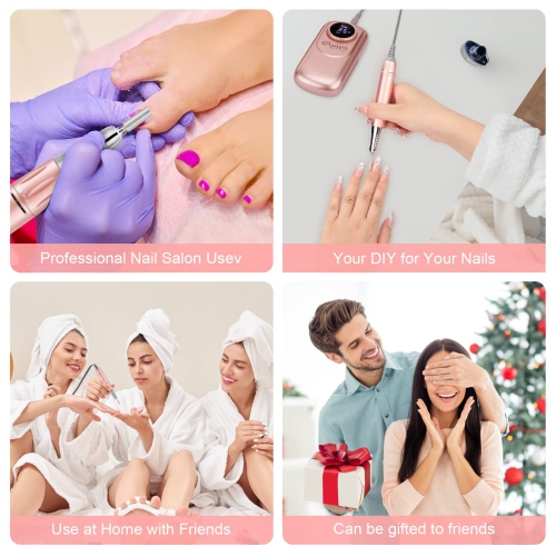 Nail Grinder, Rechargeable 35,000 RPM Nail Drill, Portable Cordless Electric Nail File Set for Manicure, Pedicure, Polishing