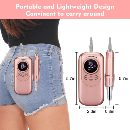 Nail Grinder, Rechargeable 35,000 RPM Nail Drill, Portable Cordless Electric Nail File Set for Manicure, Pedicure, Polishing