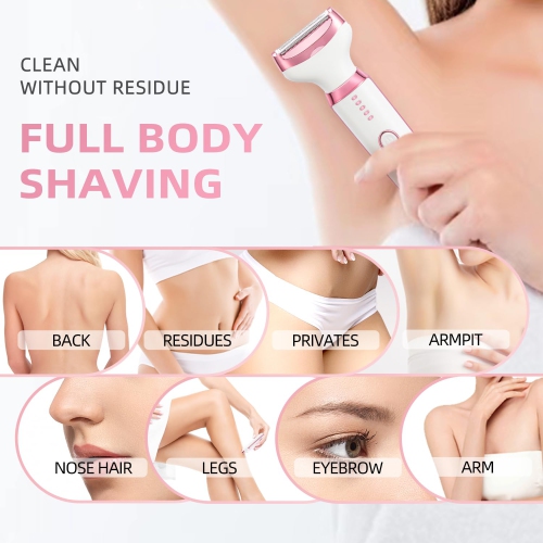 Electric Shaver for Women, Wet and Dry Bikini Trimmer and Facial Shaver for Face, Nose Hair, Arms, Armpits, Legs, and Pubic Hair
