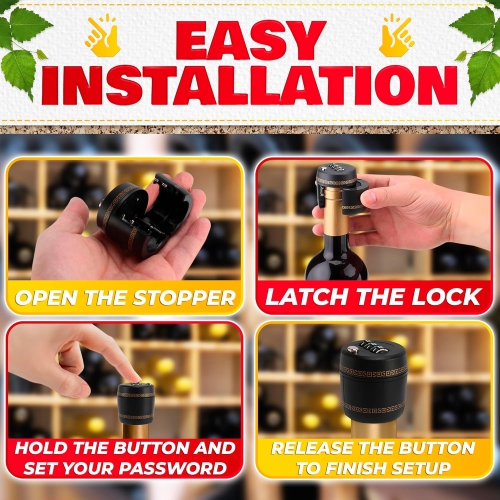 3PCS Wine Bottle Lock Cap,Soda Lock Cap Liquor Bottle Locking Caps,Password Bottle Security Cap Locks,Plastic Wine Bottle Tops Drink Lock