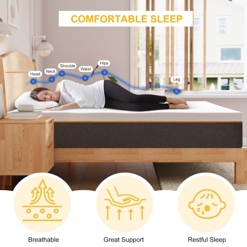Twolike 8" Cool Basic Memory Foam Mattress, Fiberglass-Free, Medium-Touch, Cool Airflow Memory Foam, Mattress In A Box - Twin (Single)