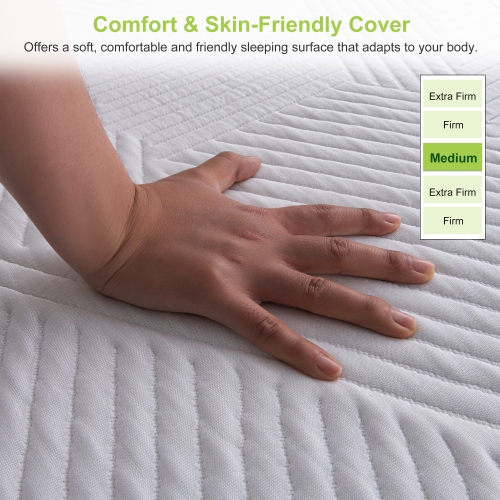 Twolike 10 Inch Medium Feeling Gel Memory Foam Mattress, Fibreglass Free, Breathable Premium Foam, Mattress In A Box, Lower Motion Transfer - Queen