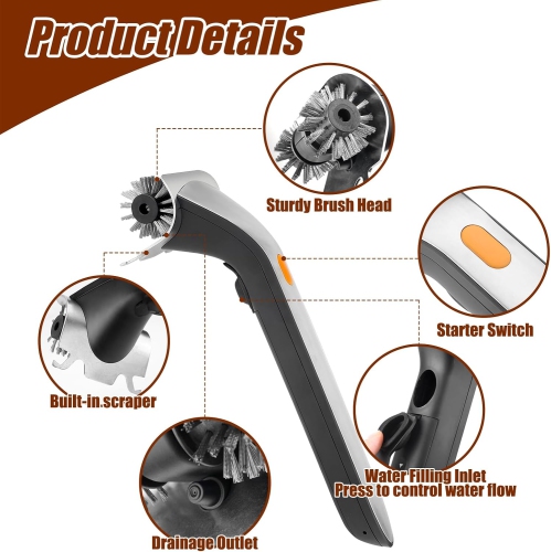 Electric Grill Brush with Water Reservoir,Automatic BBQ Brushes for Grill Cleaner,Steam Grill Brush for Outdoor Grill,Unique Grilling Gifts for