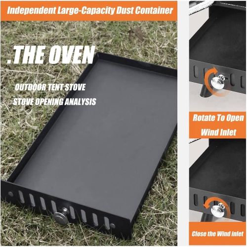 Portable Wood Burning Camp Stove with Chimney – Tent Heater & BBQ Grill for Camping, Fishing, Shelter Cooking & Heating – Compact Firewood Stove,