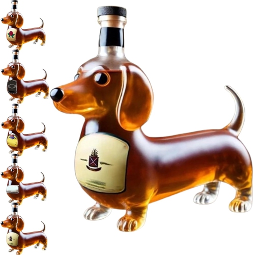 Dachshund Dog Whiskey Bottle, Whiskey Decanter, Dachshund Whiskey Bottle, Whiskeys Woof Decanter, Glass Dachshunds Statue Wine Decanters, Funny Glass