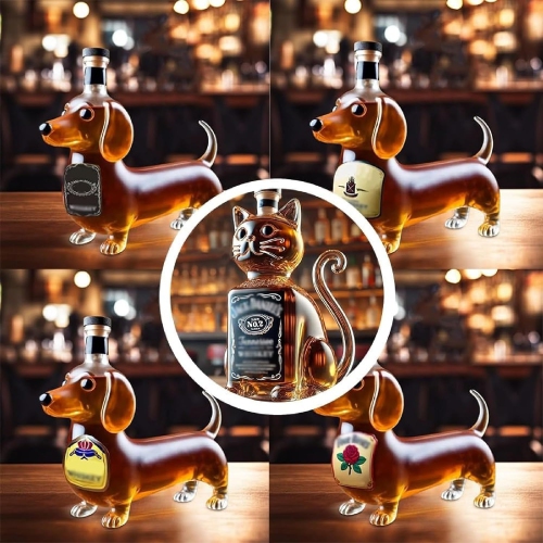 Dachshund Dog Whiskey Bottle, Whiskey Decanter, Dachshund Whiskey Bottle, Whiskeys Woof Decanter, Glass Dachshunds Statue Wine Decanters, Funny Glass