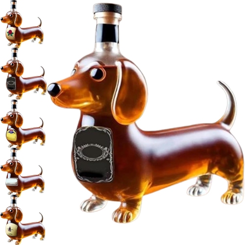Dachshund Dog Whiskey Bottle, Whiskey Decanter, Dachshund Whiskey Bottle, Whiskeys Woof Decanter, Glass Dachshunds Statue Wine Decanters, Funny Glass
