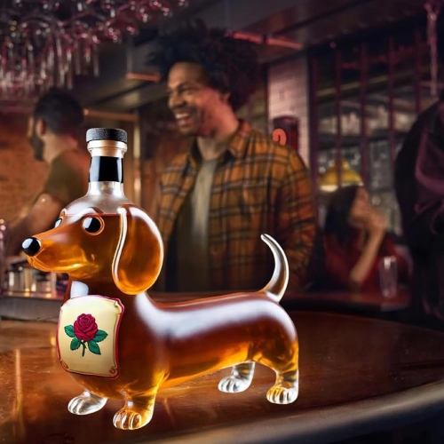 Dachshund Dog Whiskey Bottle, Whiskey Decanter, Dachshund Whiskey Bottle, Whiskeys Woof Decanter, Glass Dachshunds Statue Wine Decanters, Funny Glass
