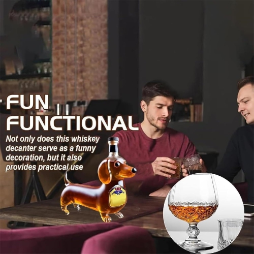 Dachshund Dog Whiskey Bottle, Whiskey Decanter, Dachshund Whiskey Bottle, Whiskeys Woof Decanter, Glass Dachshunds Statue Wine Decanters, Funny Glass