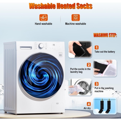 Heated Socks APP Control 6000mAh*2 Battery Rechargeable, Working 10 Hours, Electric Heated Washable Socks Smart Foot Warmers for Camping Fishing