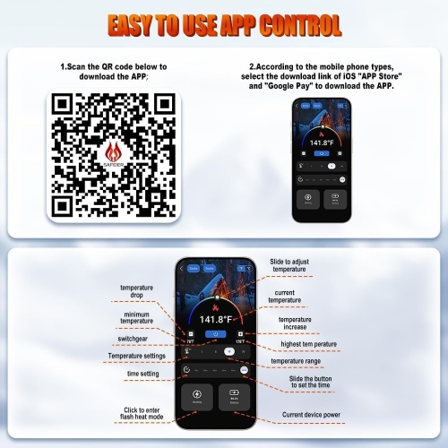 Heated Socks APP Control 6000mAh*2 Battery Rechargeable, Working 10 Hours, Electric Heated Washable Socks Smart Foot Warmers for Camping Fishing