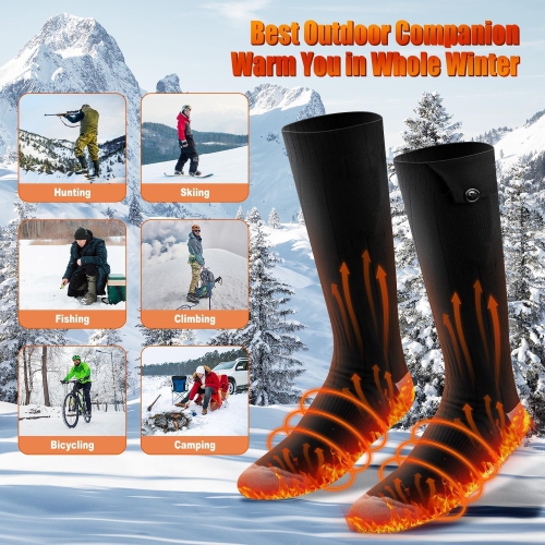 Heated Socks APP Control 6000mAh*2 Battery Rechargeable, Working 10 Hours, Electric Heated Washable Socks Smart Foot Warmers for Camping Fishing