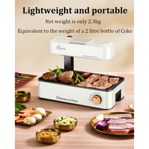 Electric Folding Grill - Smokeless BBQ Machine | Non-Stick Table Grill with Temperature Control | Suitable for 2-4 People Multifunctional