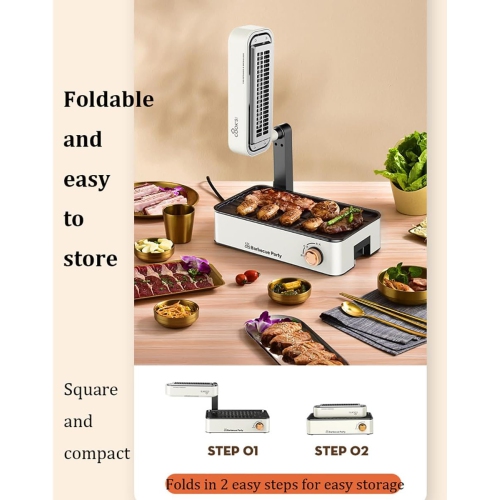 Electric Folding Grill - Smokeless BBQ Machine | Non-Stick Table Grill with Temperature Control | Suitable for 2-4 People Multifunctional