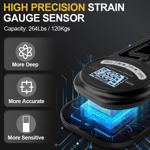 Digital Hand Strength Meter, Hand Dynamometer, Black, Electronic Grip Strength Gauge, Grip Strength Trainer, Power Meter with USB Charging Cable