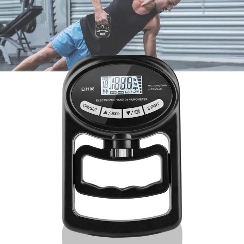 Digital Hand Strength Meter, Hand Dynamometer, Black, Electronic Grip Strength Gauge, Grip Strength Trainer, Power Meter with USB Charging Cable