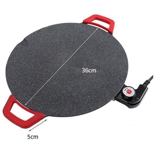 Non-Stick Electric Grill Pan, 36cm 14.2" Extra-Large Griddle with Adjustable Temperature, Easy to Clean, Korean BBQ Style with Oil Brush & Clip for