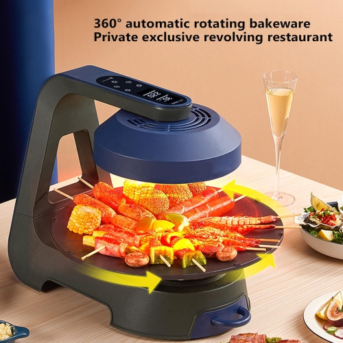 Infrared Barbecue Machine, Smokeless Indoor Grill, 1390w LCD Display, 360° Rotating Grill Pan, Timing Temperature Control, for Gatherings